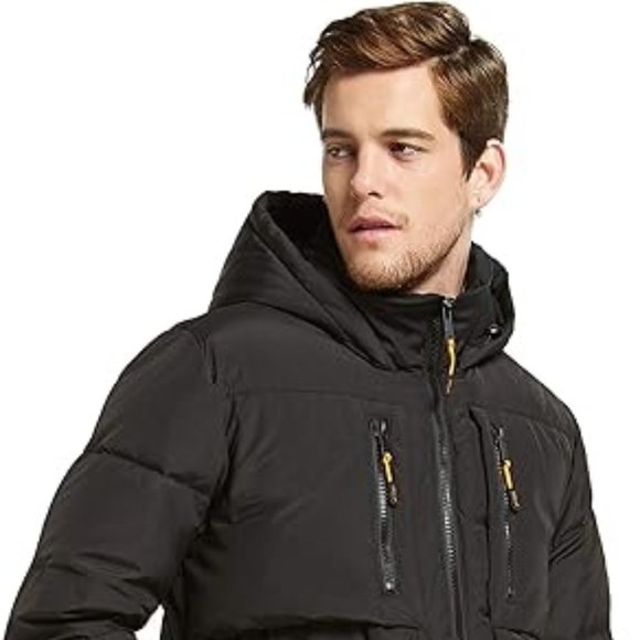 Orolay Men's Thickened Down Jacket Hooded Winter Puffer Jacket with 6 Pockets (B - Picture 4 of 6
